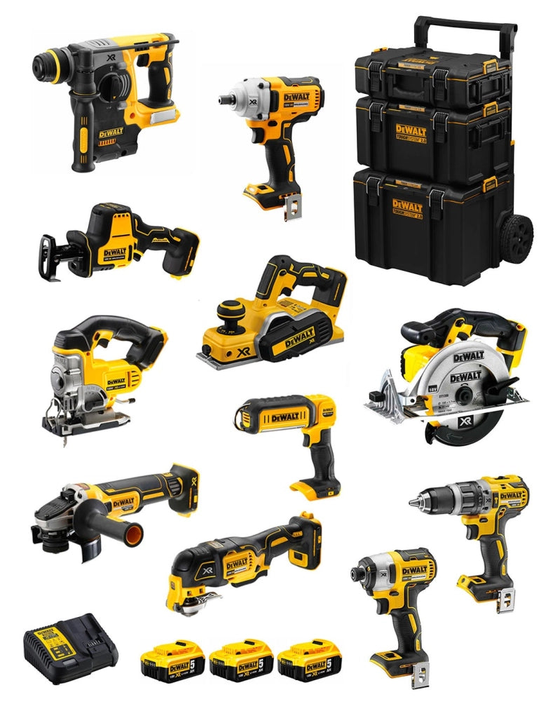 DeWALT Kit DWK1100 (DCD796+DCH273+DCG405+DCF887+ DCF894+DCS331+DCS391+DCS355+DCP580+DCS369+DCL050+ 3x5,0Ah + DCB115 +Caddy 3en1)