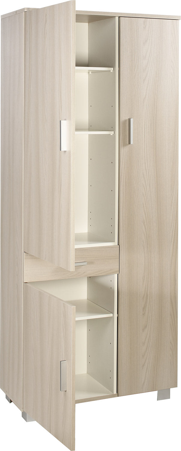 Armadio 3 Ante 1 Cassetto 77x178x34 cm Olmo Chiaro