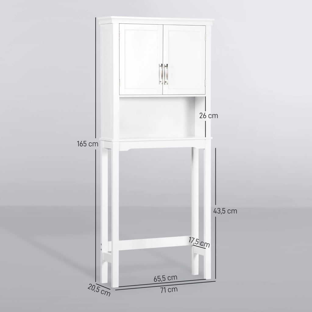 Mobile WC con armadietto doppia anta, ripiano regolabile e nicchia ¨C zephmum ¨C bianco 71x20.5x165 cm