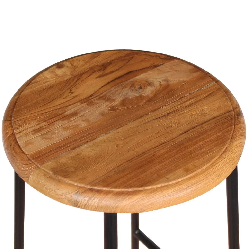 Set di due sgabelli da bar di design seduta in teak massello marrone 1202160