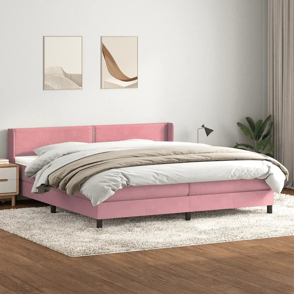 Giroletto a Molle con Materasso Rosa 180x210 cm in Velluto 3318044