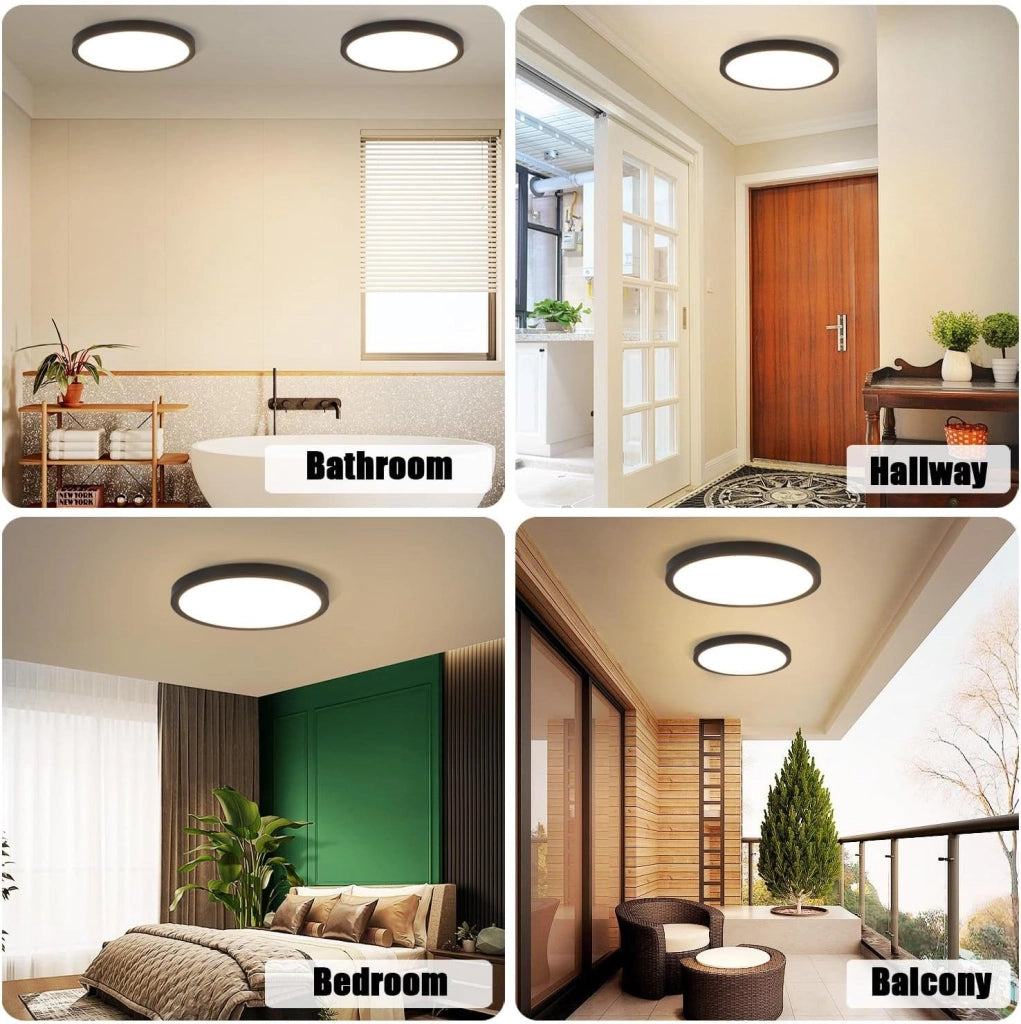 ZMH Lampada da soffitto plafoniera LED moderna nera 23cm 18W per soggiorno