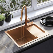 Lavello In Acciaio Paul Brush Copper senza rubinetto da cucina