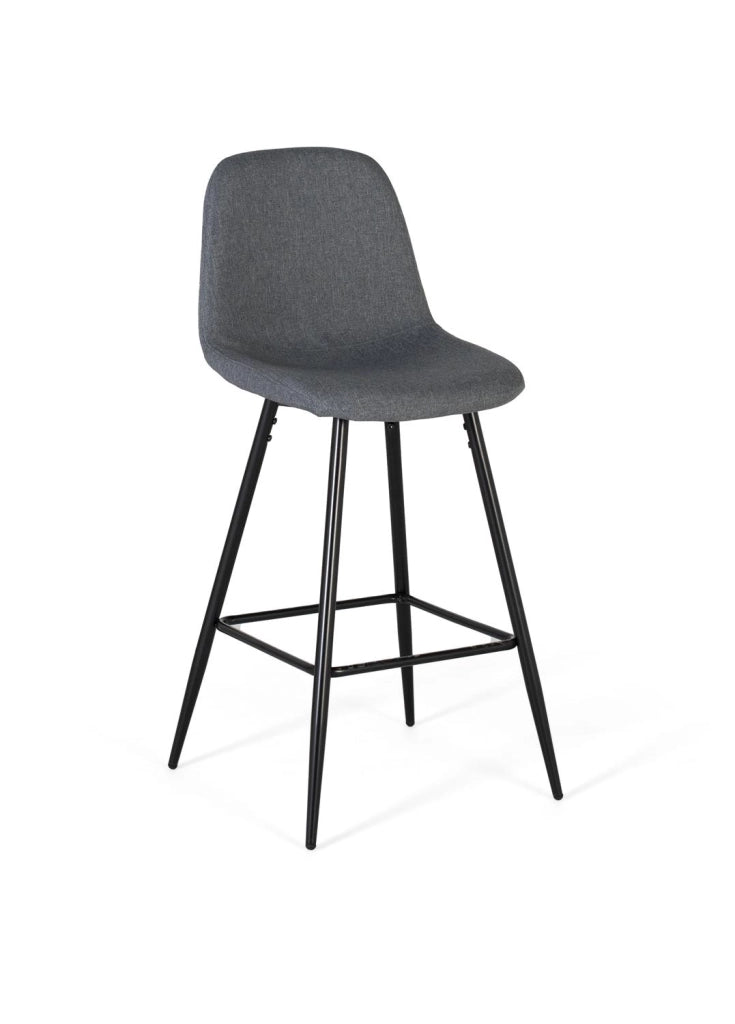 Set di quattro sgabelli rivestiti in tessuto grigio