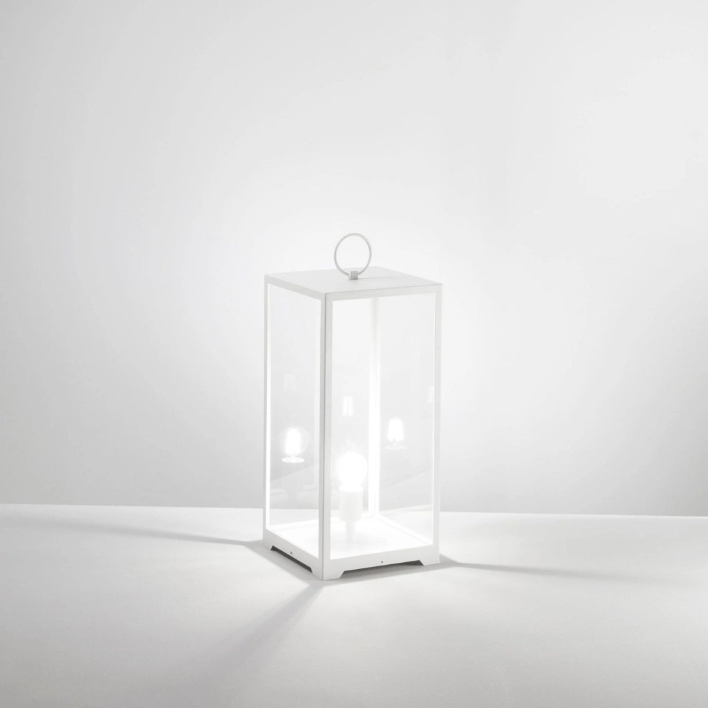 LUME MIRAGE BIANCO 1 LUCE ATTACCO E27 IP44 25X25X53CM CAVO 250CM IN METALLO E VETRO