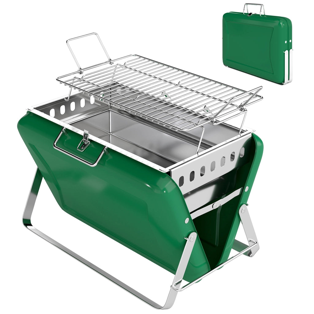 Barbecue a carbone legno pieghevole ¨C zephmum ¨C verde per giardino terrazzo