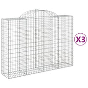 Cestini gabbioni recinzione a gabbia muro di contenimento ad arco 3 pezzi 200 x 50 x 140/160 cm ferro zincato argento 02_0040748