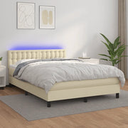 vidaXL Giroletto a Molle con Materasso e LED Crema 140x200 cm