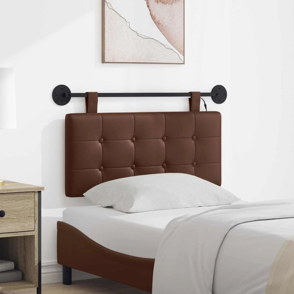 Testiera sospesa Con luce LED Marrone Similpelle