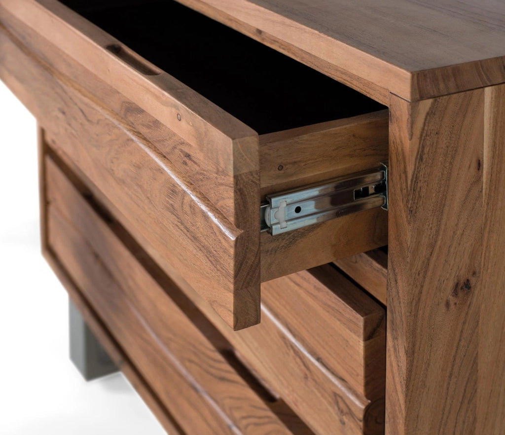 Cassettiera in legno di acacia e metallo
