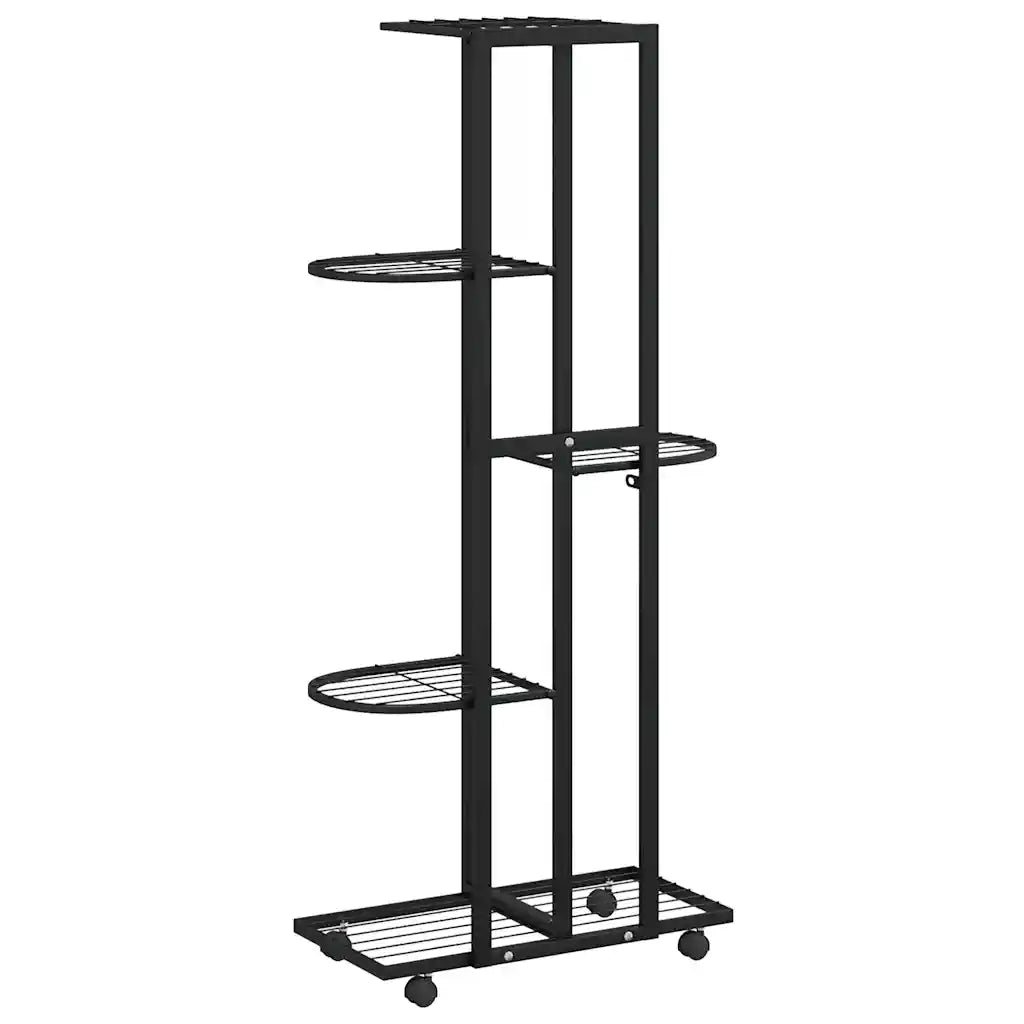 Fioriera a 5 Piani con Ruote 44x23x100 cm Ferro Nero cod mxl 62153