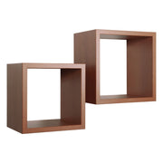 Set di 2 Mensole da Muro Modello Q-BIS MAXI, Cubi Arredo, Mensole Cubo, Cubi da Parete. Misure 35x35 p23.7 cm e 31x31 p23.7 cm. Finitura  CILIEGIO - MADE IN ITALY