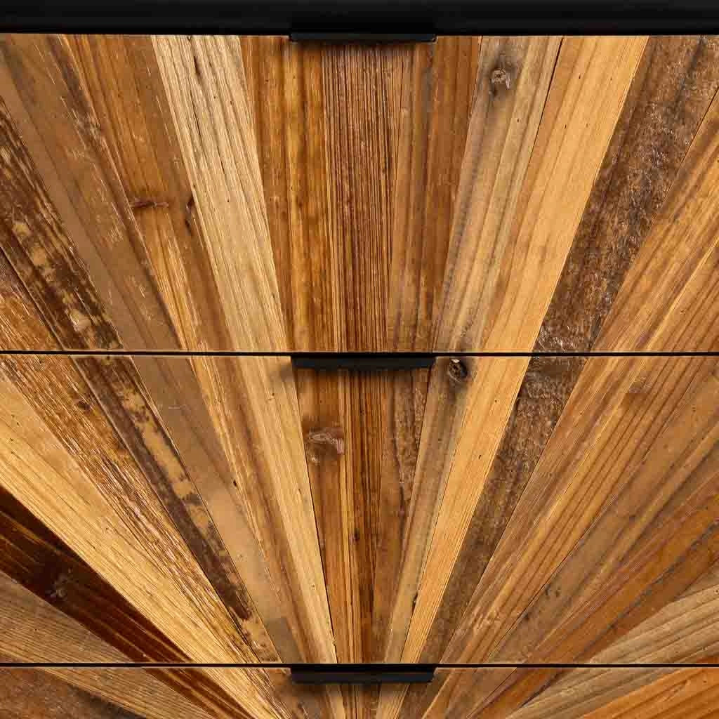 Cassettiera in legno di recupero nero con 5 cassetti, 42x36,5x105h cm