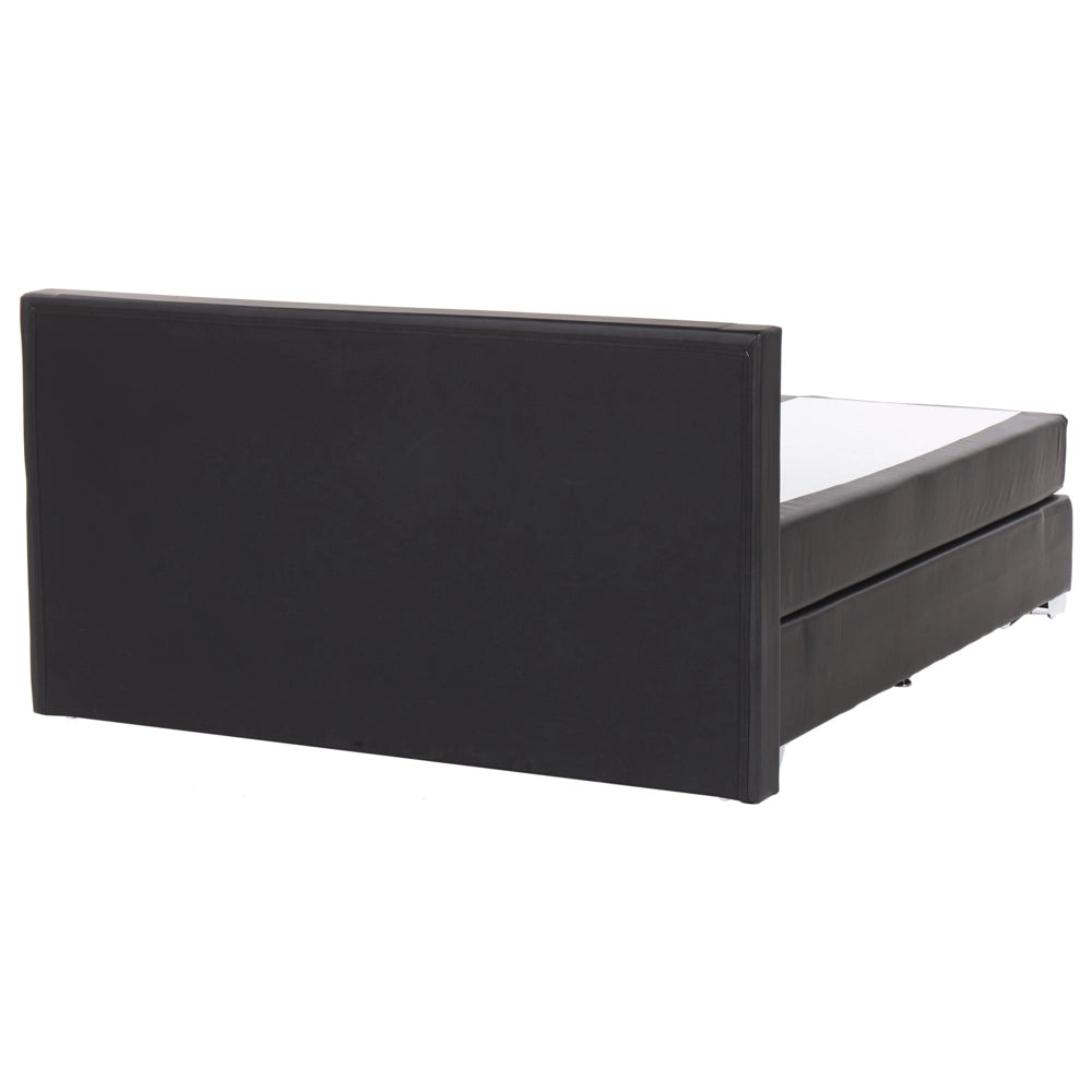 Letto Boxspring in Tessuto Nero con Materasso a Molle 180 x 200 cm