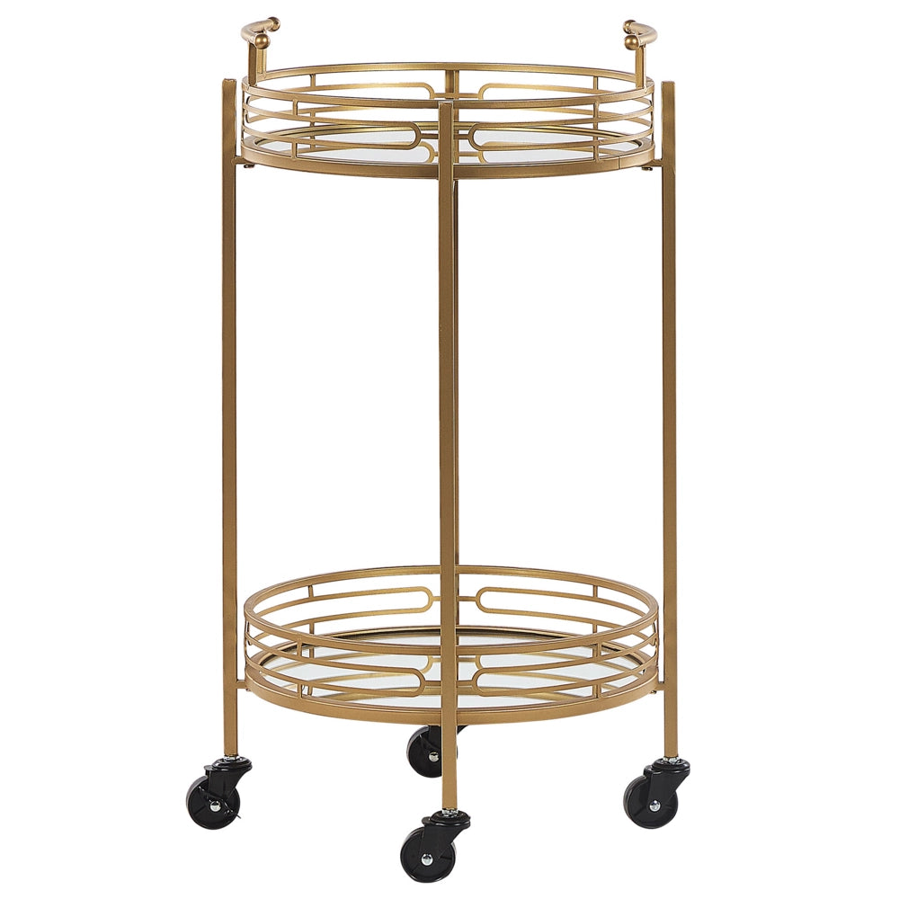 Carrello da cucina a rotelle porta bottiglie con piano a specchio metallo dorato glamour