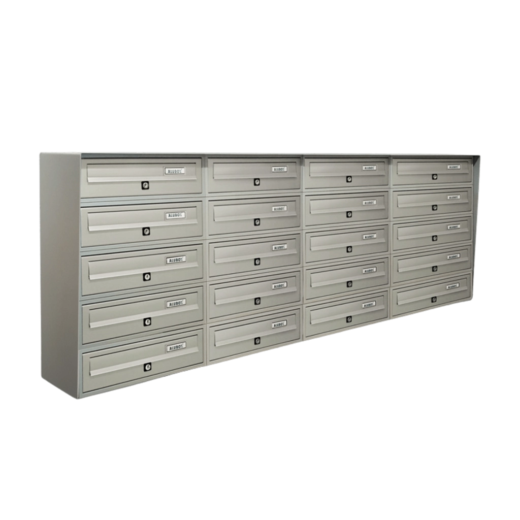 ALUBOX SLIM Cassette Postali Condominiali 20 Posti 63X154,5X30 Cm In Lamiera Zincata E Alluminio Cassetta Postale Da Esterno Condominiale Sistema Anti Prelievo Resistente All'Acqua