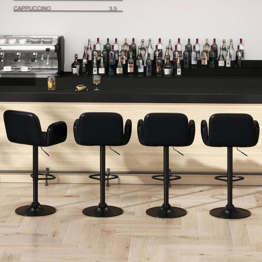Sgabelli da Bar Girevoli in Pelle Finta con Altezza Regolabile | Set di 2 Sedie da Bar Moderne con Sedile Imbottito, Braccioli e Poggiapiedi per Sala da Pranzo, Cucina e Pub