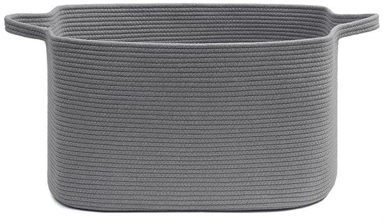 Cesto in Coton per Bambini con Maniglie Rafforzate, 63L, colore Grigio Scuro, Cestino Quadrato Pieghevole in Coton Tessuto per Camera da Bambini, Bagno