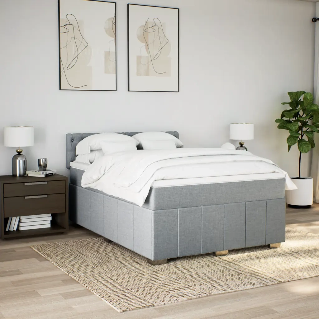 Giroletto a Molle con Materasso Grigio Chiaro 140x190cm Tessuto 3289370