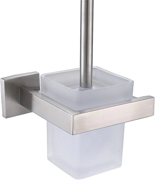 Sostegno per spazzola da toilette - Acciaio inossidabile - Design moderno - Incluso spazzola e bicchiere