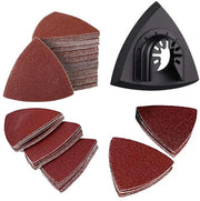 Kit di carta abrasiva - 2 pezzi di nastro adesivo a forma di triangolo piastra abrasiva + 100 pezzi di carta abrasiva (grana 60#80#120#180#240# Ogni 20 pezzi) per legno metallo smerigliare levigare