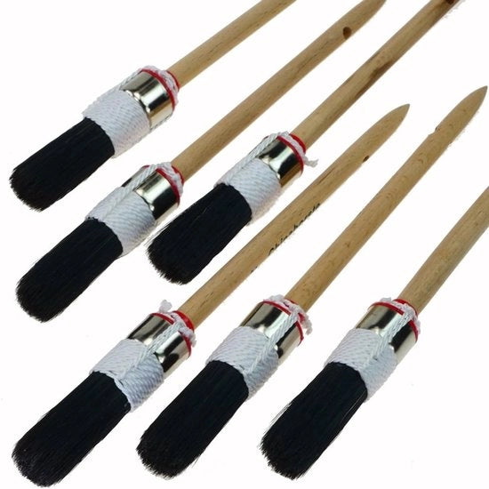 Set di pennelli per pittura - Per precisione e versatilità - 6 pezzi - Nero - Setole - Diametro 20 mm