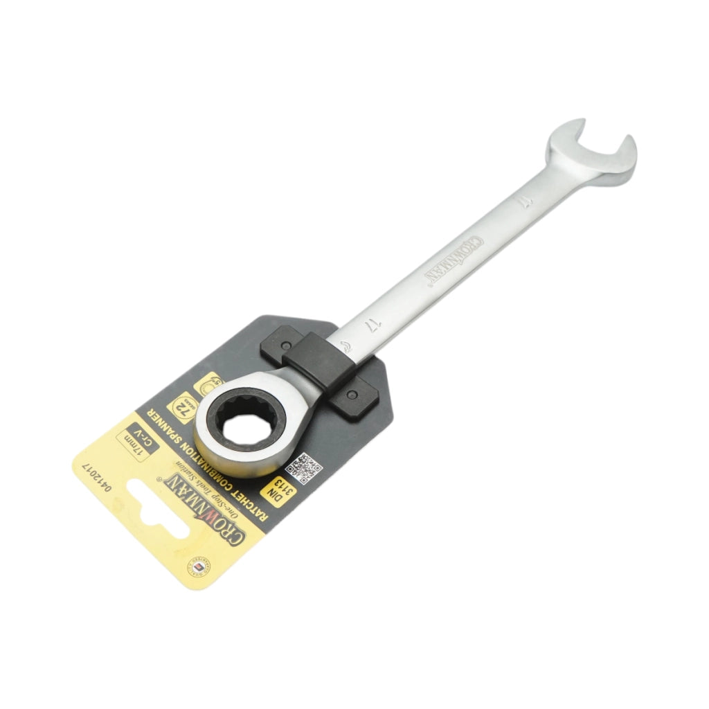 Chiave combinata Crownman da 17 mm in acciaio Cr-V con cricchetto