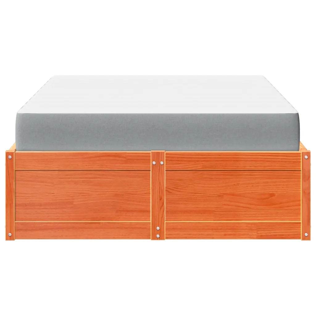 Letto con Materasso Marrone Cera 120x190cm Legno Massello Pino