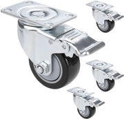 Ruote per mobili 75mm, ruote pesanti con 2 freni fino a un peso massimo di 500kg, ruote per trasporto per uso interno ed esterno, ruote a rotazione 360°, ruote industriali per trasporto mobili, tavolo, armadio, set da 4.