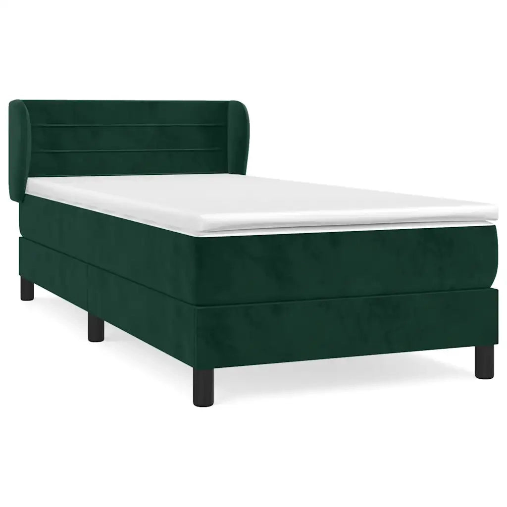 Giroletto a Molle con Materasso Verde Scuro 90x190 cm Velluto