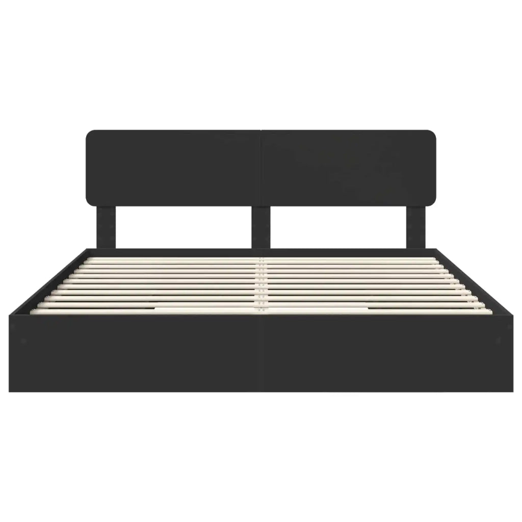Letto con Contenitore Nero 200 x 200 cm Legno multistrato 3412242