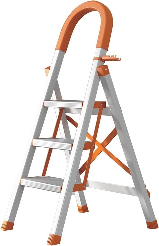 Ladder a 3 trappi pieghevole - Scalino portatile con trappi antiscivolo per uso domestico e garage - Sicuro e Pratico