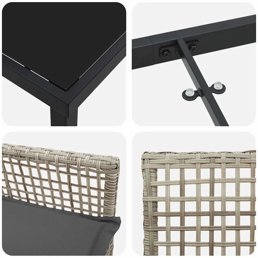 Set da Pranzo per Giardino 5 pcs Grigio chiaro polyrattan 3379899