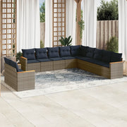 Set Divani da Giardino 11 pz con Cuscini Grigio in Polyrattan 3226131