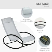 Sedia a Dondolo da Giardino Zero Gravity,  Sdraio da Giardino Ergonomica con Cuscino e Tessuto Traspirante per Interno ed Esterno, 105x62x88 cm, Grigia