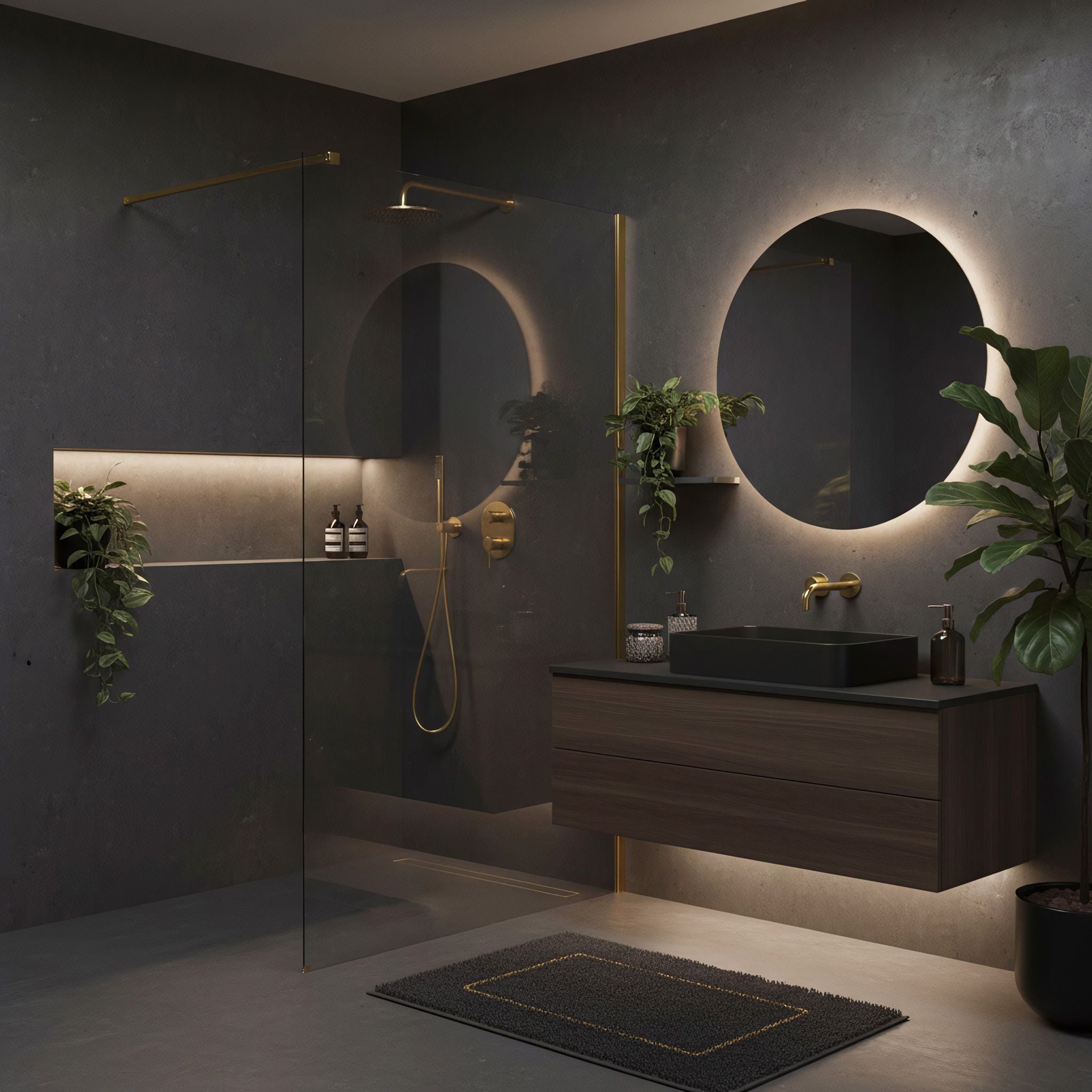 Parete Doccia Rea Flexi Transparent / Brush Gold 120