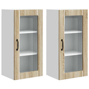Pensile da cucina | Mobile in vetro da parete PORTO 2 pz Rovere Sonoma