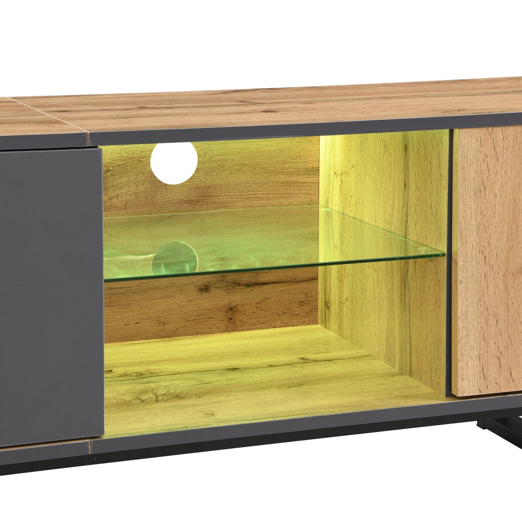 Mobile TV 190x40x50 cm; LED controllabili da app e ampio spazio; truciolare; colore naturale