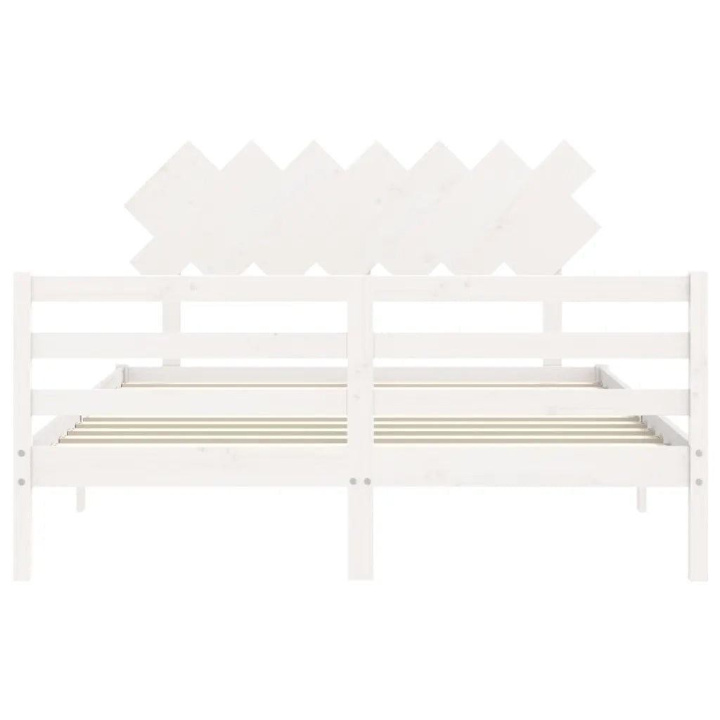 Giroletto con Testiera-Struttura Letto con testiera Bianco 140x200 cm in Legno Massello 591378