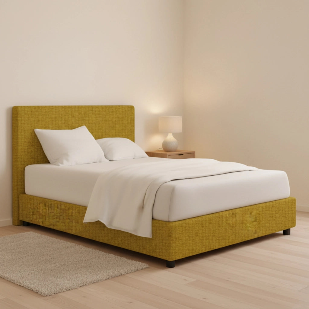Lichfield, Letto Matrimoniale Sfoderabile Made in Italy, Giallo Ocra