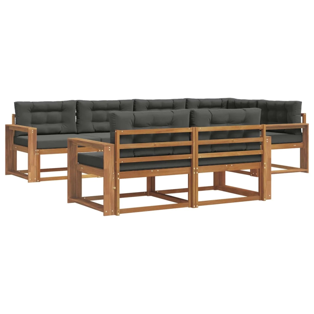 Set di divani da esterno con cuscino 7 pcs Naturale e Antracite