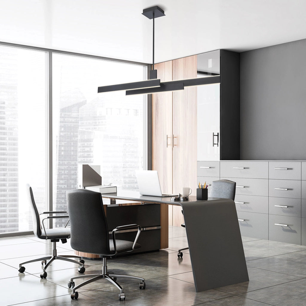 Lampada a sospensione Cameno nera LED 74W 114cm 3000K