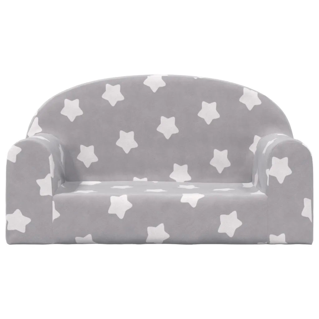 Divano Bambini 2 Posti-Sofa 2 Posti-Divanetto Grigio Chiaro con Stelle Morbido Peluche 569440