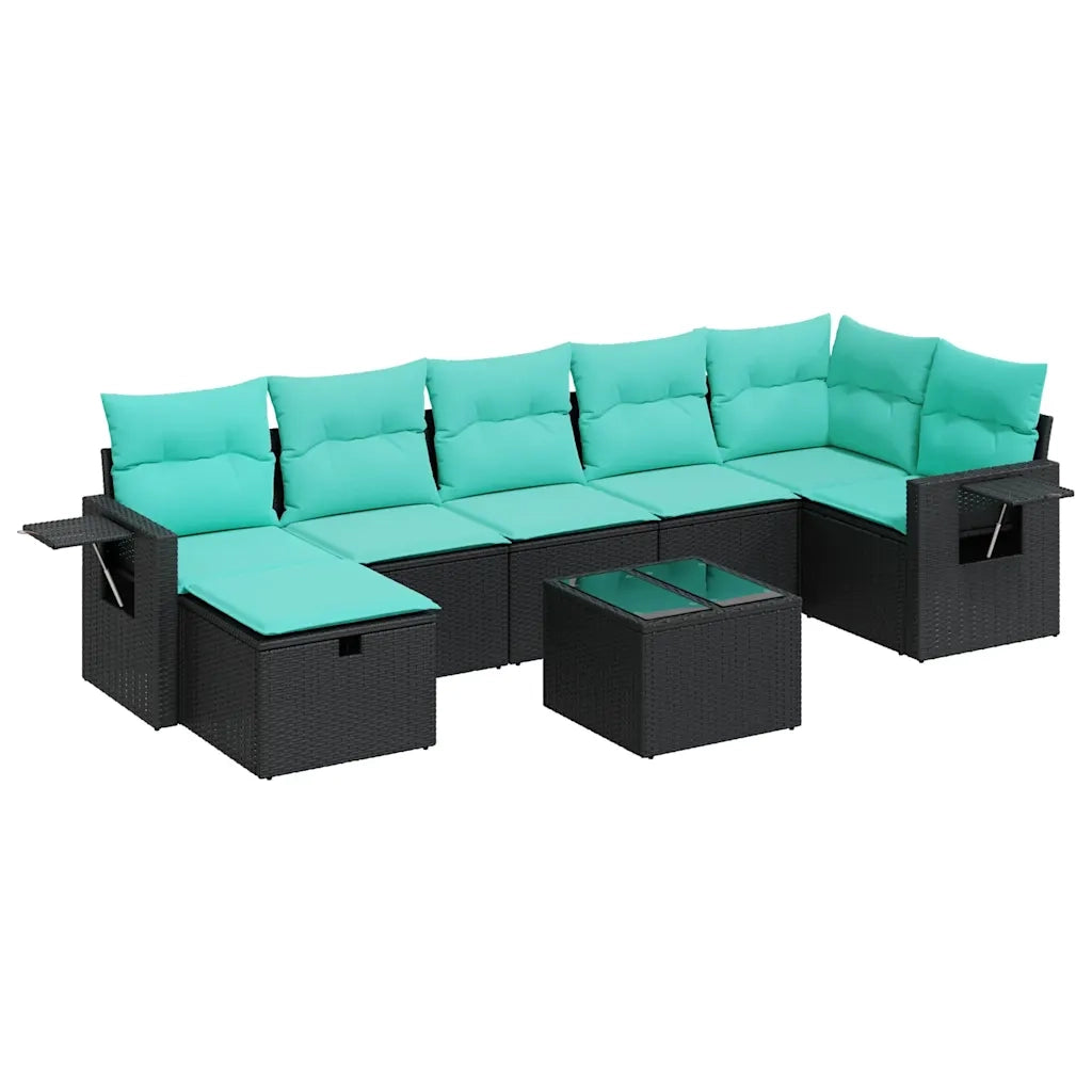 Set Divani da Giardino con Cuscini 8 pz Nero in Polyrattan 3325513