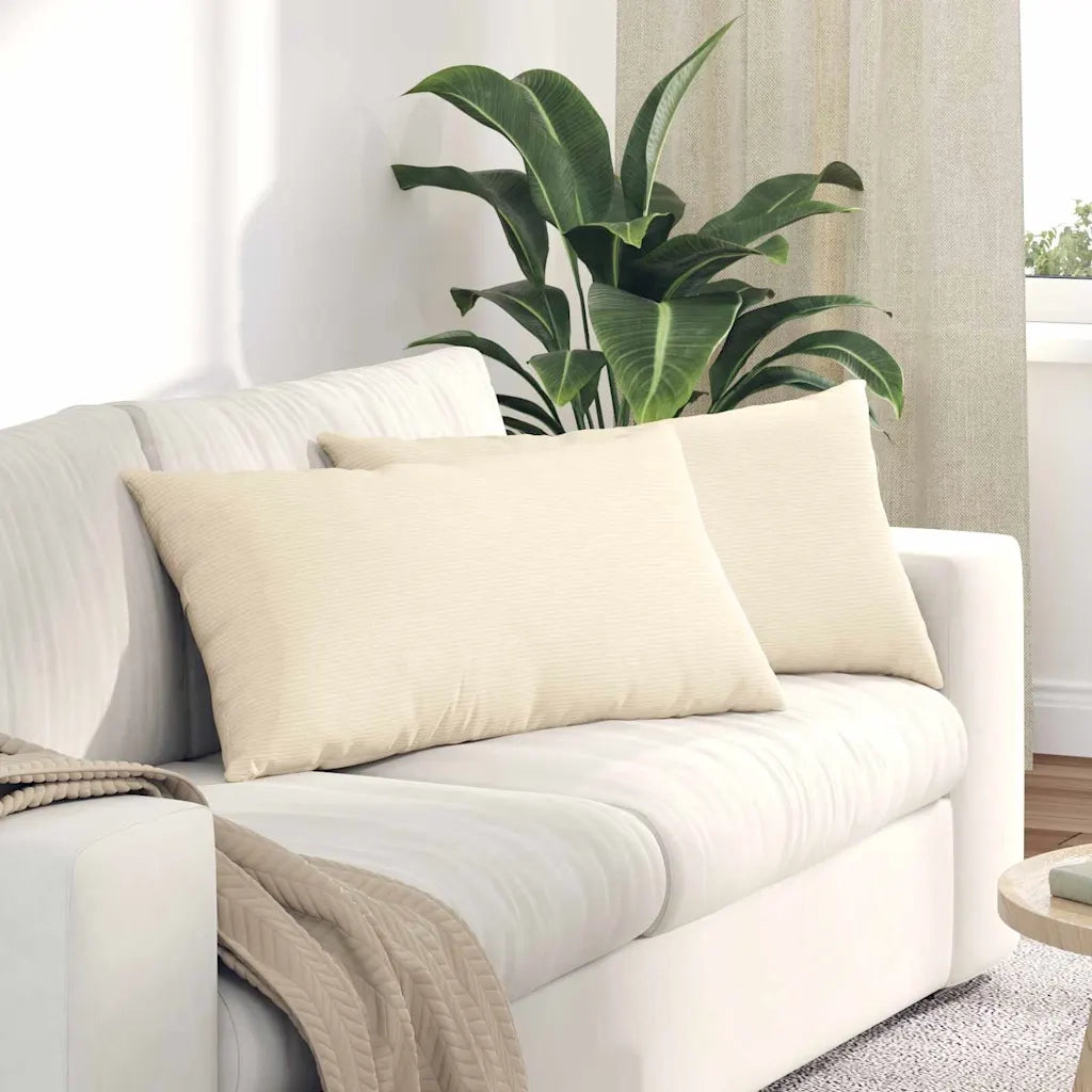 Cuscini da Divano 2 pz | Cuscini per sedie Crema 80 x 40 cm Tessuto in Cords