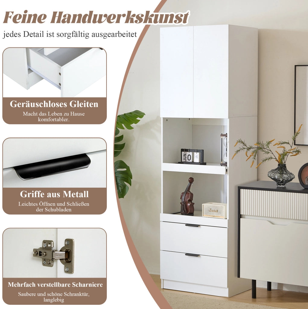 Colonna dispensa cucina 200 cm con 2 cassetti e vano microonde