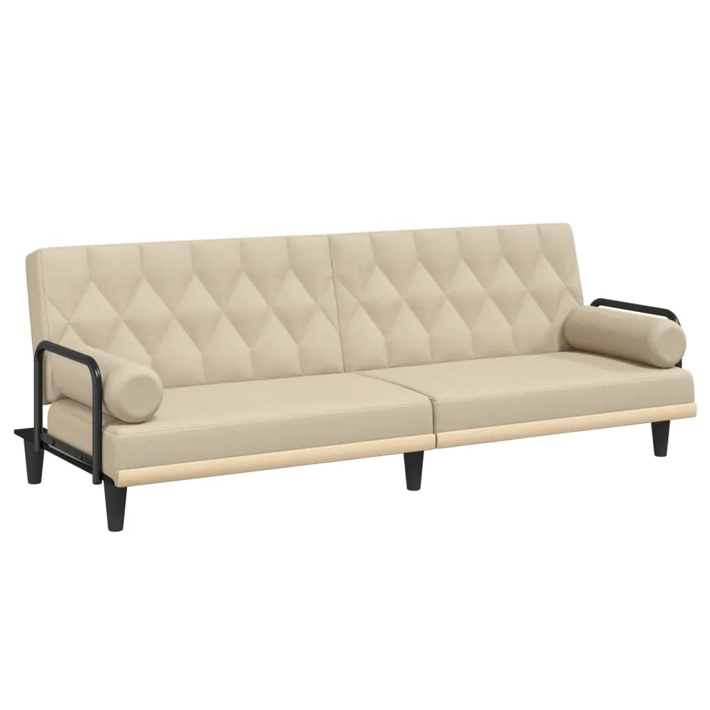 Divano Letto con Braccioli Crema in Tessuto 351940