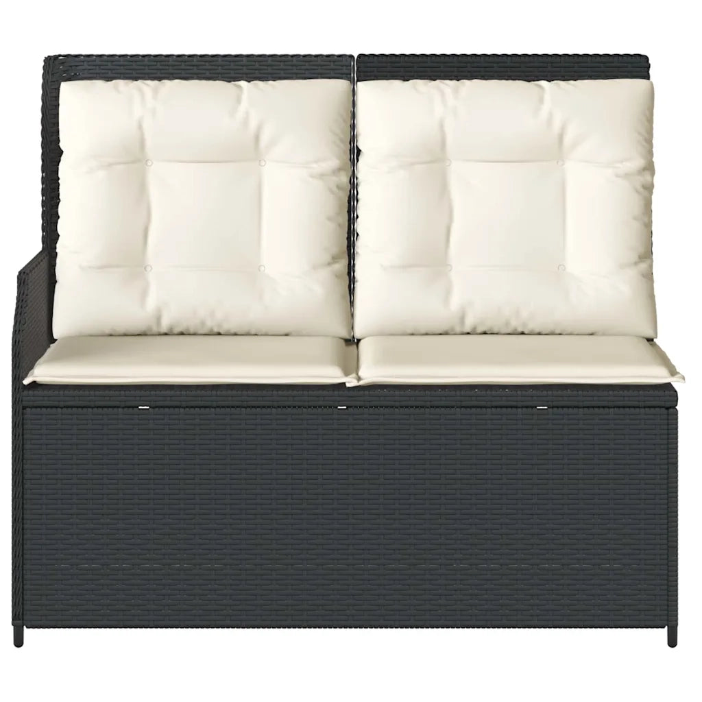 Panca Reclinabile da Giardino con Cuscini Nera in Polyrattan 368946