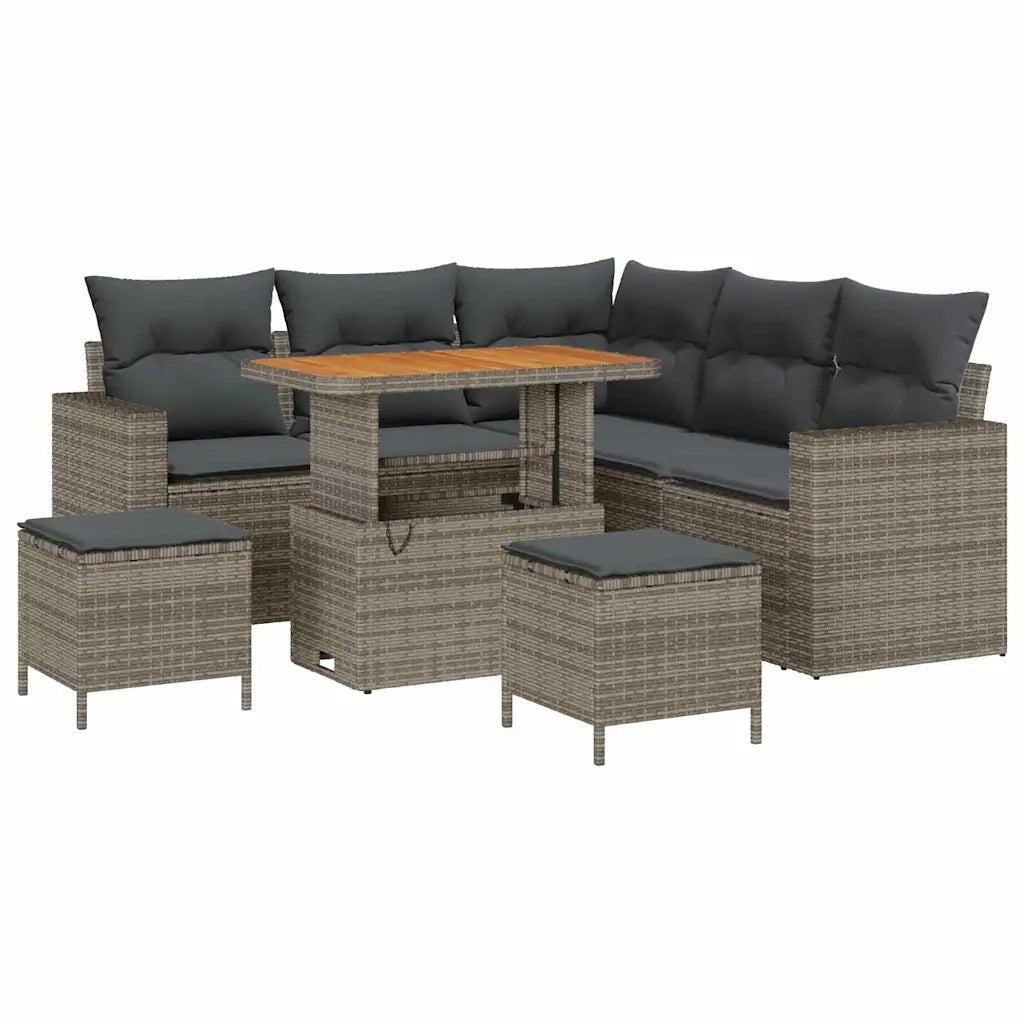 Set Divano da Giardino con cuscino 9 pcs Grigio polyrattan 3363568
