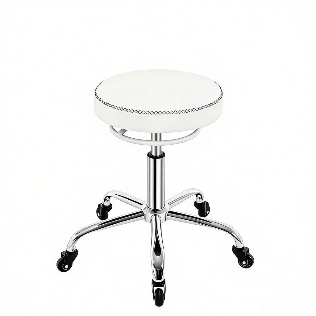 SGABELLO GIREVOLE Regolabile in Altezza 46-58 cm Bianco in Metallo e PU